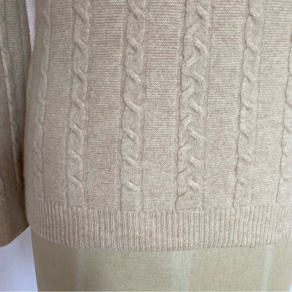 Pure cashmere S crewneck cable sweater - Picture 4 of 6